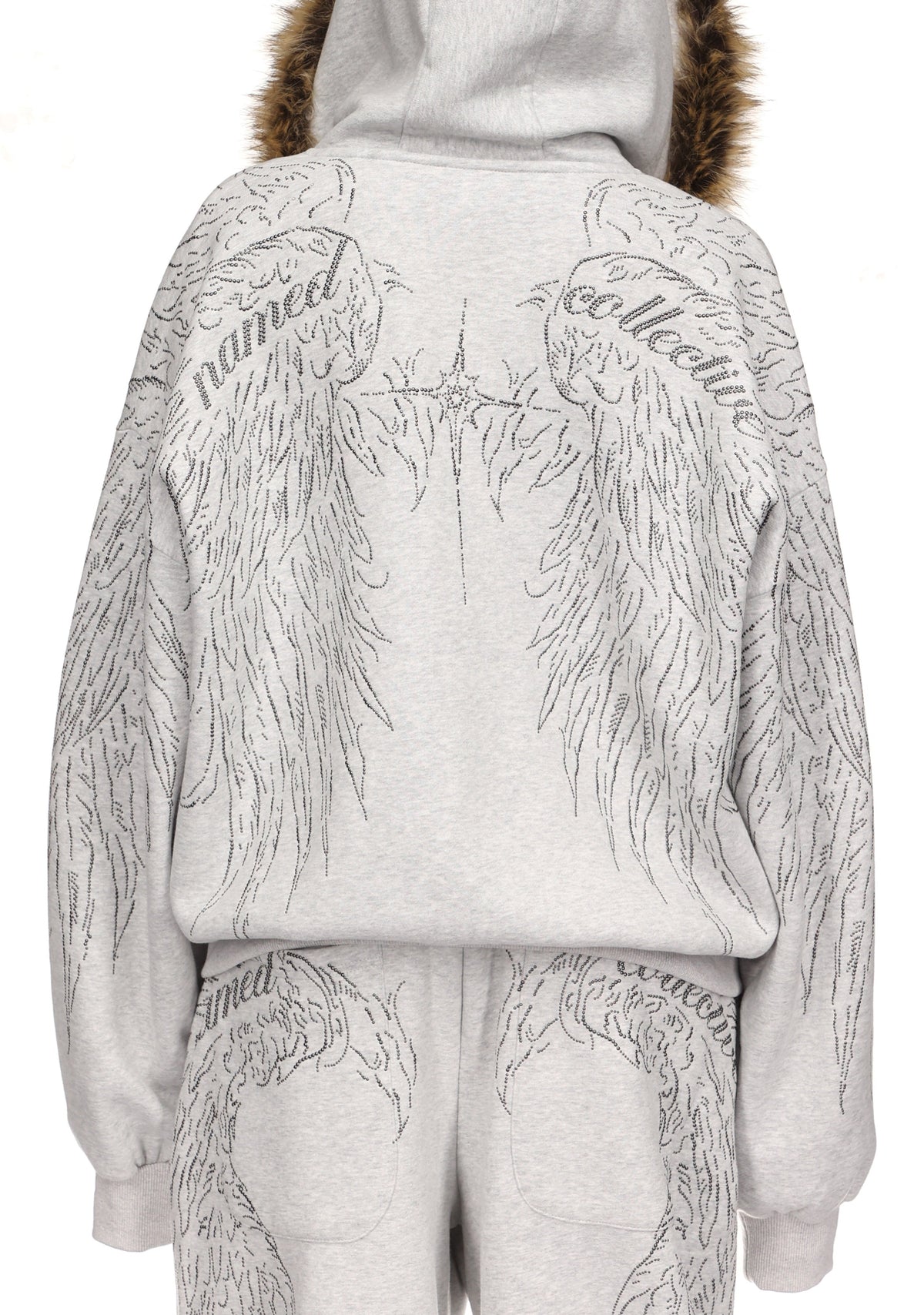 FALLEN FAUX FUR STUDDED CROP ZIP HOODIE (DETACHABLE FUR)