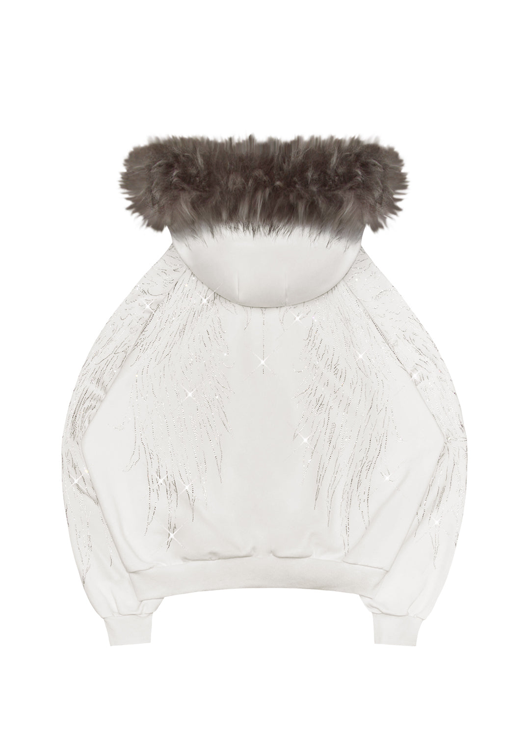 FALLEN FAUX FUR STUDDED CROP ZIP HOODIE (DETACHABLE FUR)
