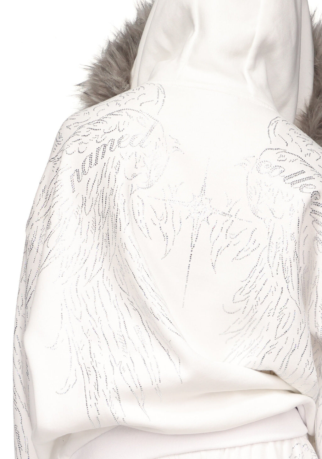 FALLEN FAUX FUR STUDDED CROP ZIP HOODIE (DETACHABLE FUR)