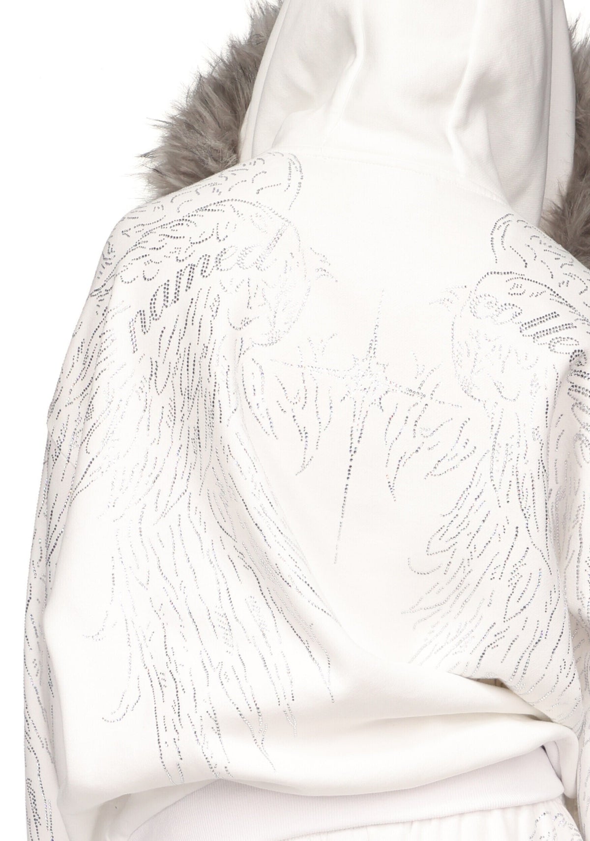 FALLEN FAUX FUR STUDDED CROP ZIP HOODIE (DETACHABLE FUR)