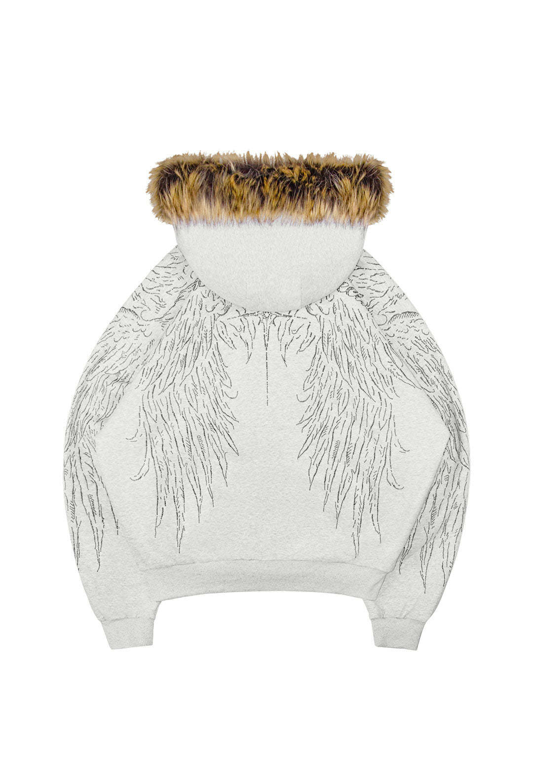 FALLEN FAUX FUR STUDDED CROP ZIP HOODIE (DETACHABLE FUR)