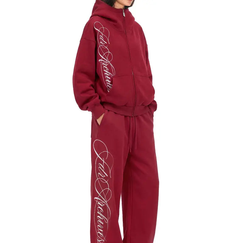 Washed Zip-Up Hoodie, Women's Embroidered Script