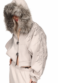 FALLEN FAUX FUR STUDDED CROP ZIP HOODIE (DETACHABLE FUR)