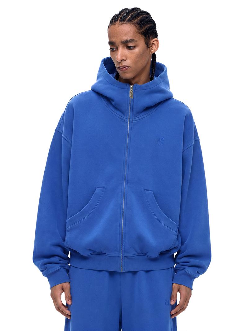 Washed Zip-Up Hoodie, Women's Embroidered Script
